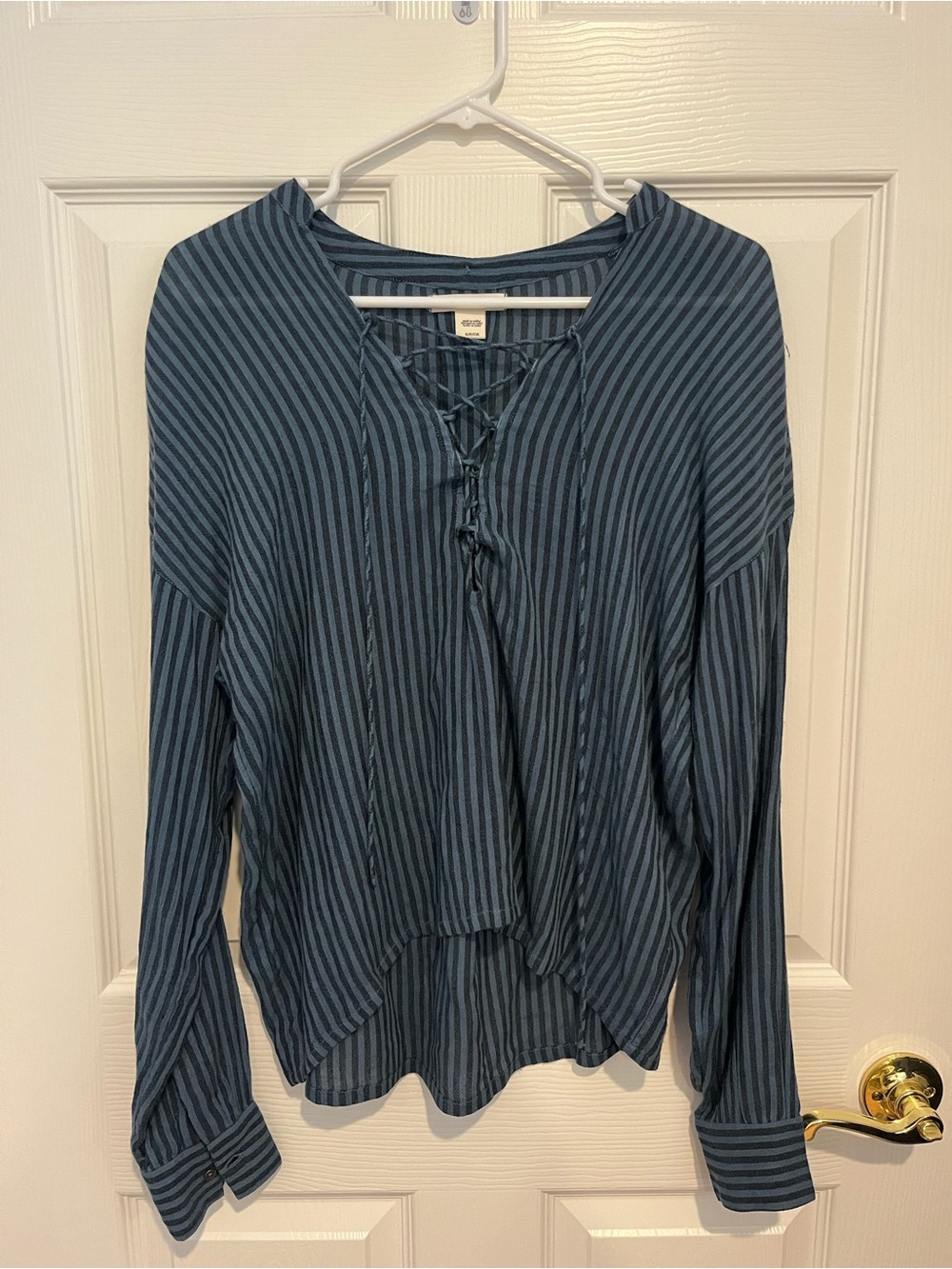 Billabong Striped Lace-Up Long-Sleeve Top - Blue